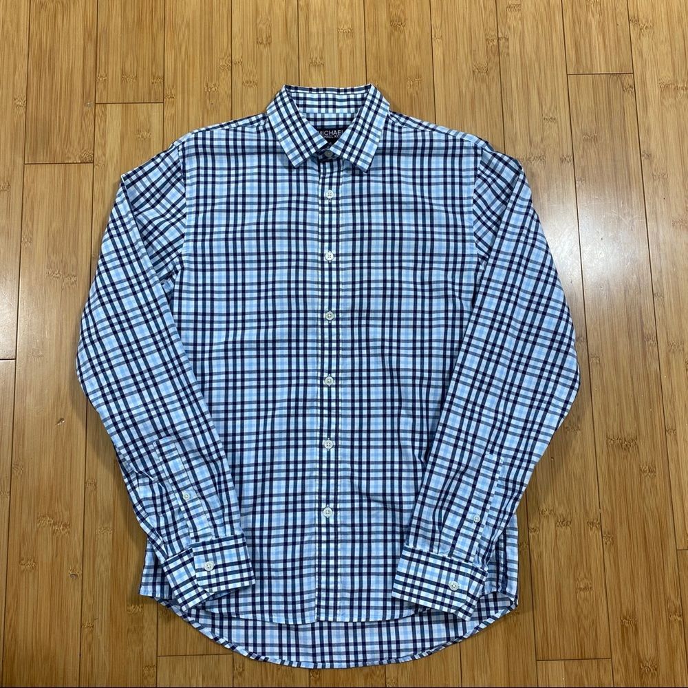 Michael Kors Men's Small Dress Shirt - Blue & White Plaid